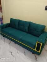 Luxury 3-Seater Sofa in Teal Green fabric - Image 3
