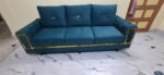 Luxury 3-Seater Sofa in Teal Green fabric