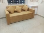 3-Seater Sofa Cum Bed in Beige Premium Velvet Colour - Image 2