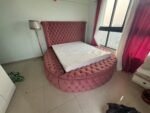Round Tufted Pink Premium Box bed
