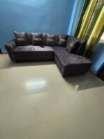 L-Shape Sofa In Texture Sude velvet