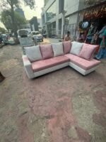 Elegant Dual Premium Colour Fabric L-Shape Sofa - Image 3