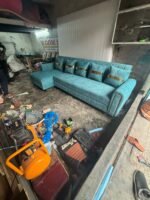 Stylish Modern L-Shape Sofa in Premium Sky Blue Finish - Image 3