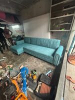 Stylish Modern L-Shape Sofa in Premium Sky Blue Finish