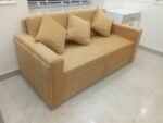3-Seater Sofa Cum Bed in Beige Premium Velvet Colour